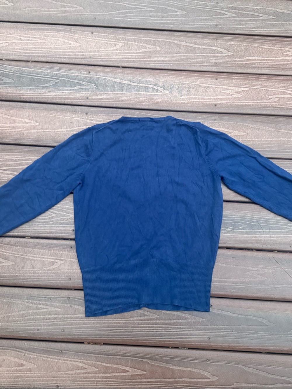 Woman’s Blue Button-Front Crewneck Cardigan - Picture 7 of 12